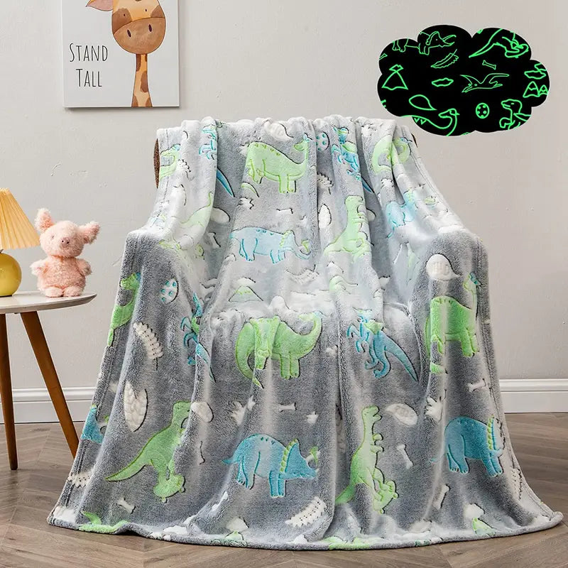 Glow In The Dark Dinosaur Fleece Blanket for Kids