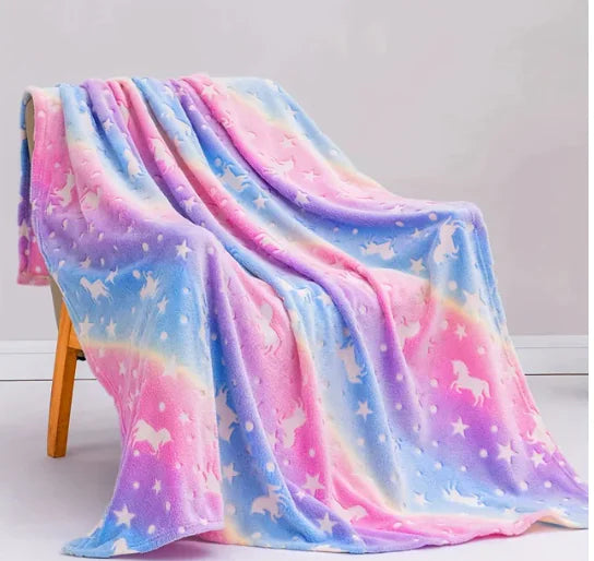 Personalized Unicorn Blanket for Kids - Glow in the Dark