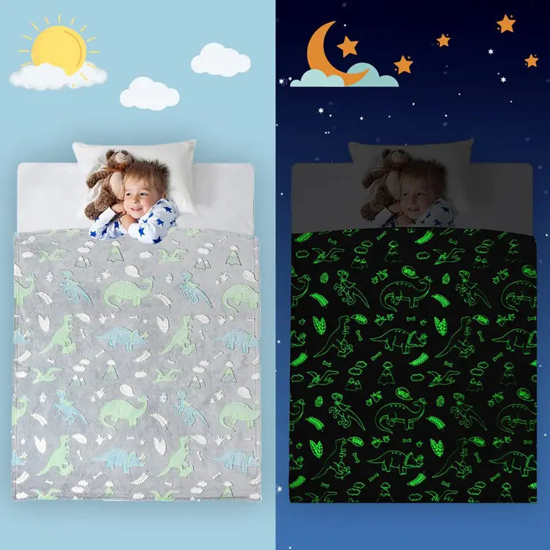 Glow In The Dark Dinosaur Fleece Blanket for Kids