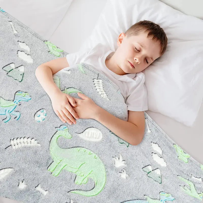 Glow In The Dark Dinosaur Fleece Blanket for Kids
