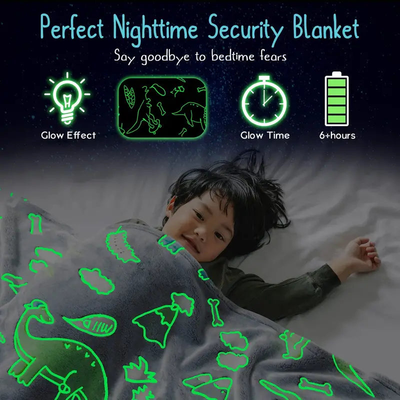 Glow In The Dark Dinosaur Fleece Blanket for Kids